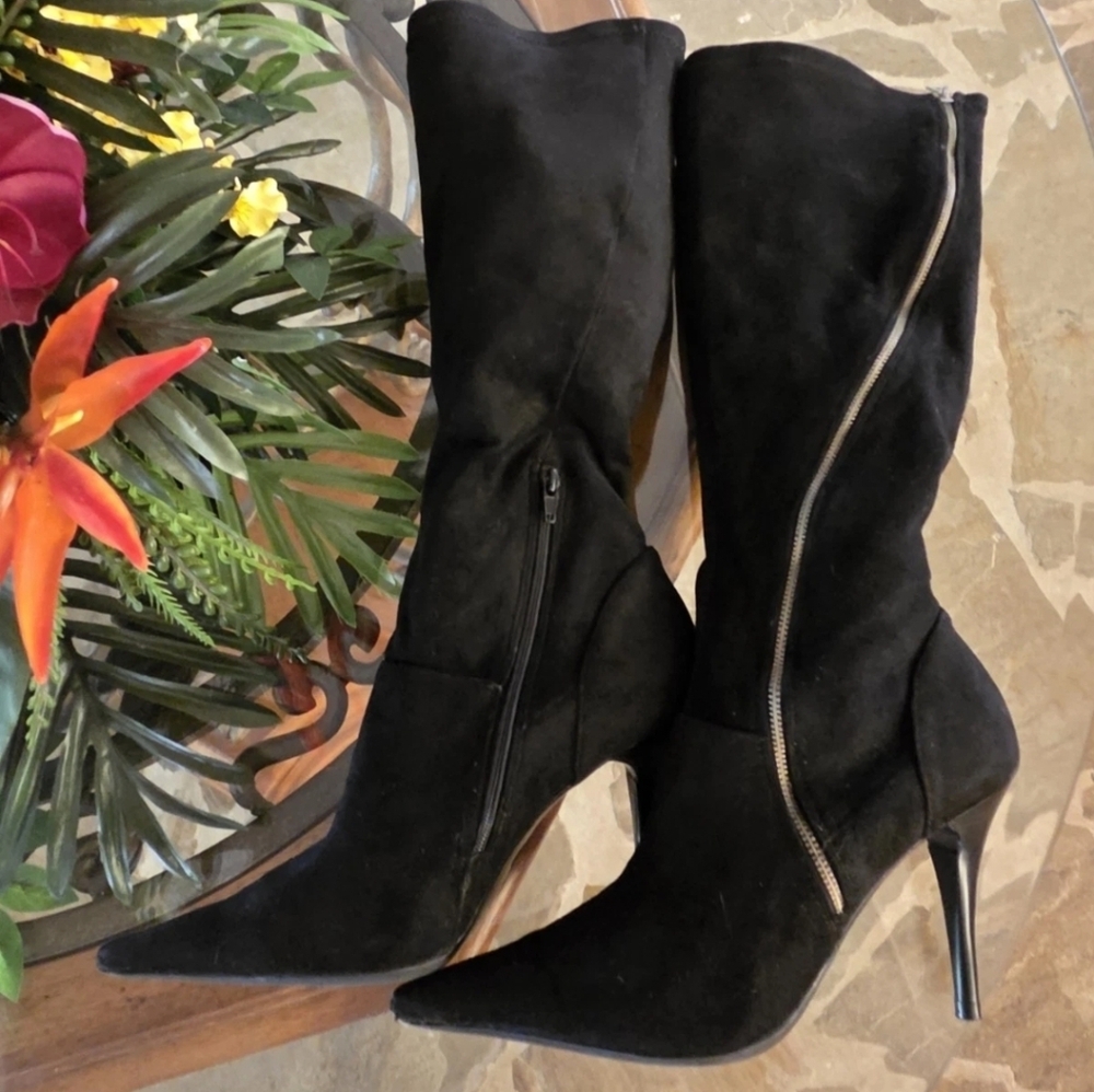 Jessica Simpson Supreme Black Stretch Microsuede Boot Size 7.5 B New In Box - Picture 6 of 9
